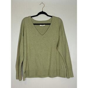 Lucky Brand, green pullover V-neck sweater, women's XL